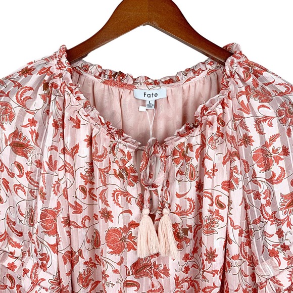 NWOT, Fate Pink Floral Blouse - Picture 4 of 9